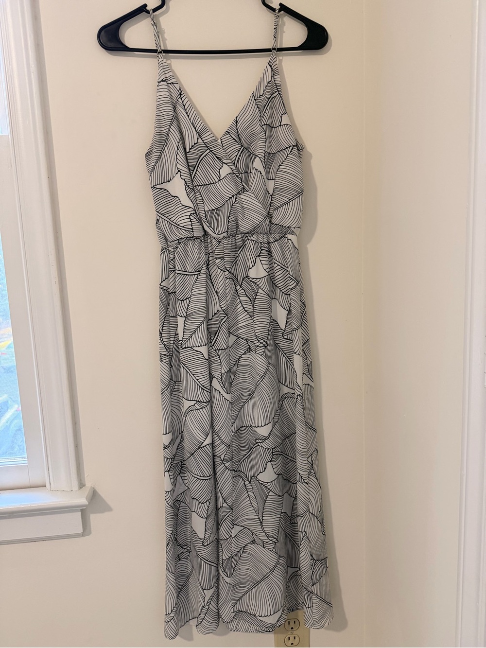 Spaghetti Strap Wrap Maxi Dress in Black & White